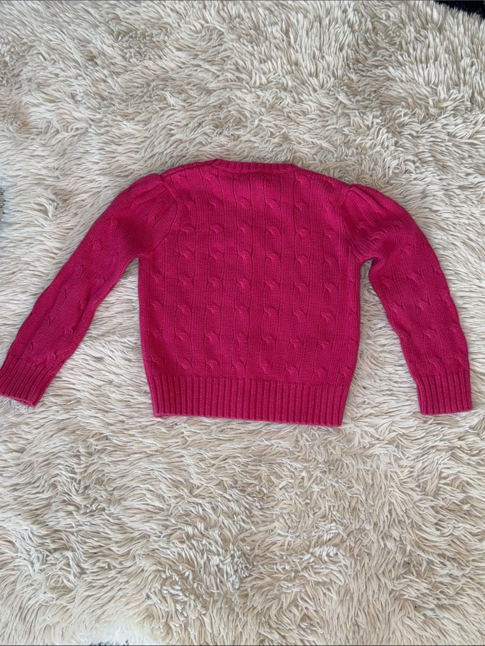 🐎 Ralph Lauren Girls Cable-Knit Cardigan in Fuchsia 3/3T